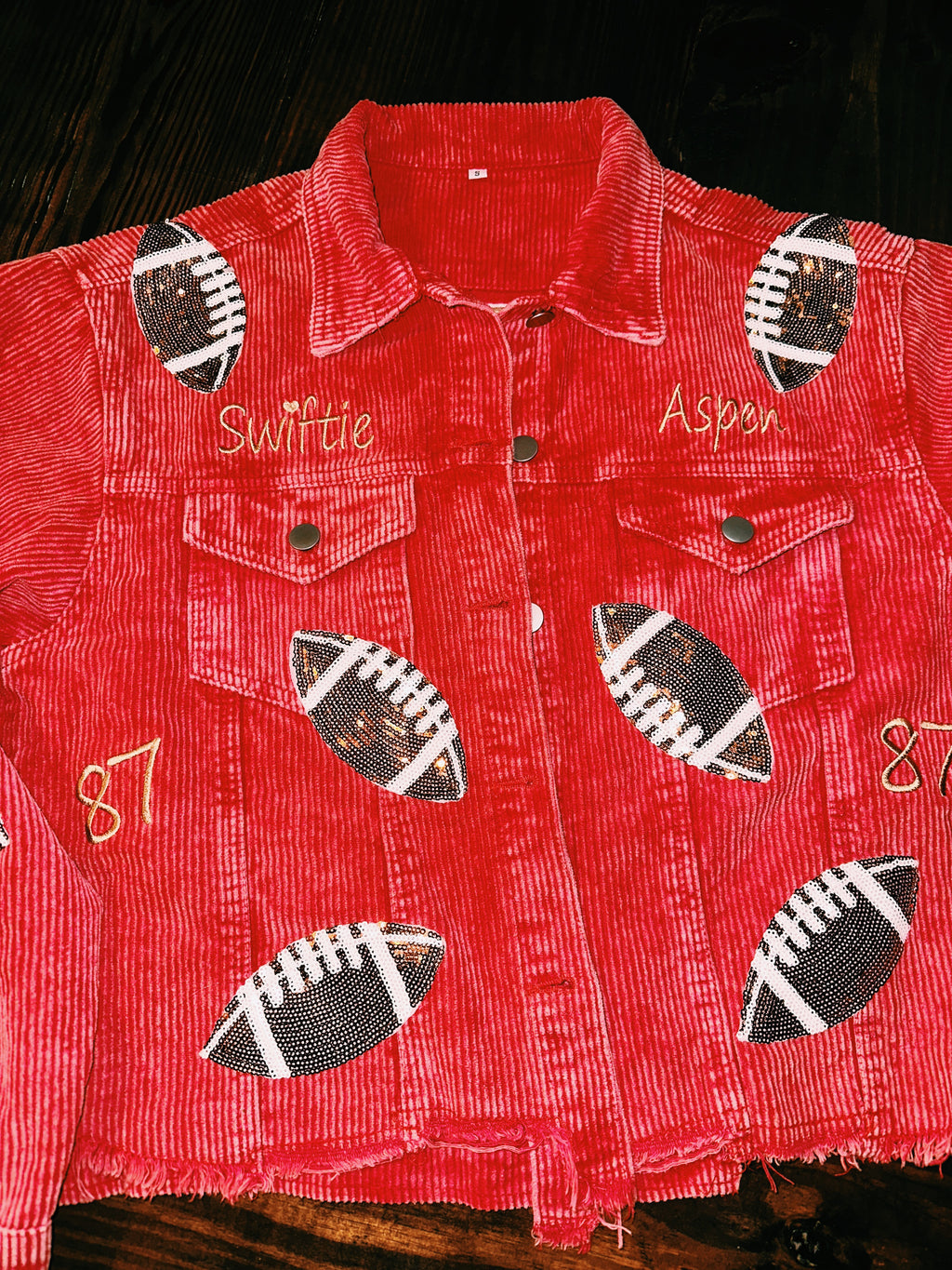 Fabulous Football Corduroy Button Up Front and Back