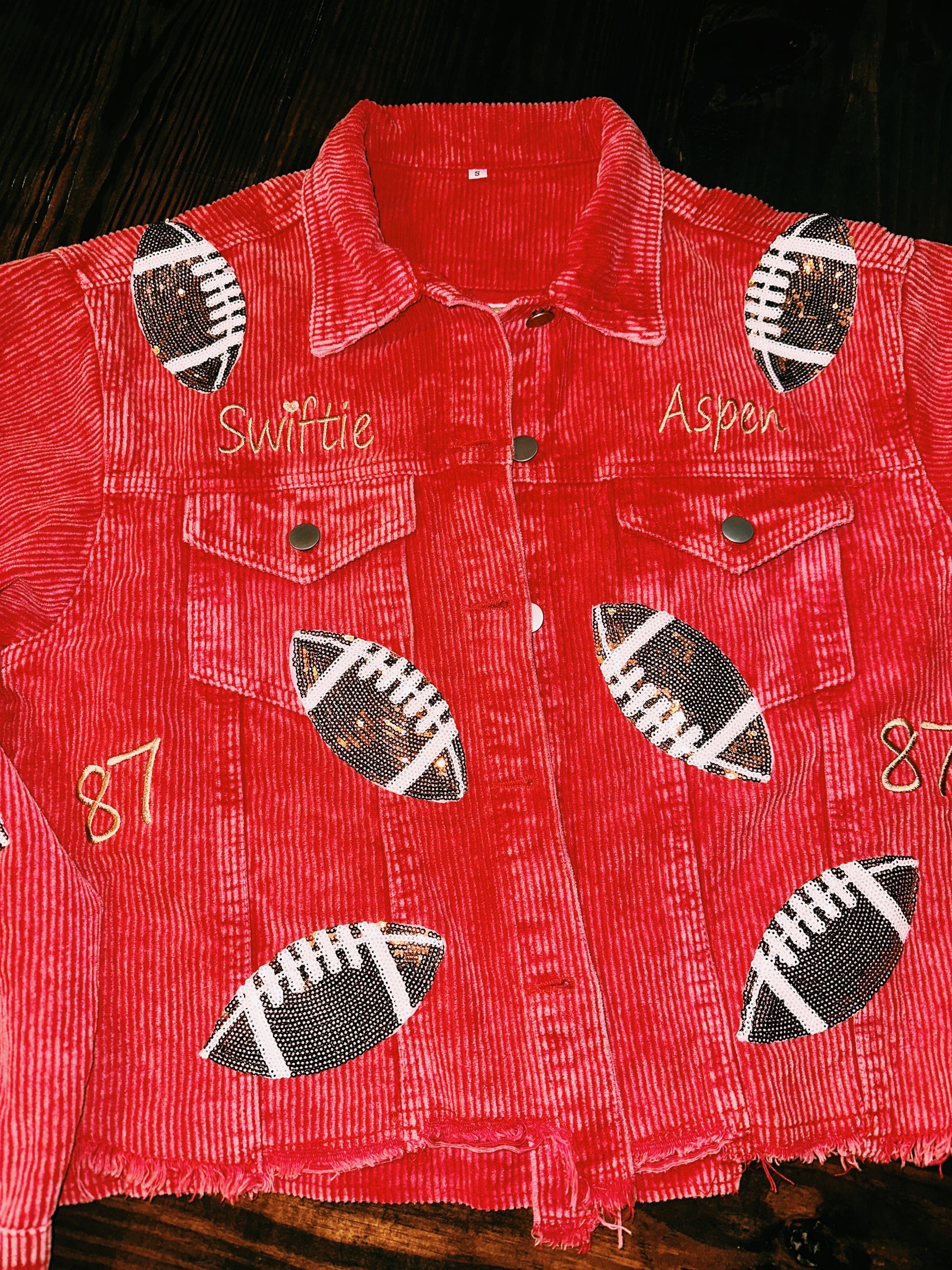 Fabulous Football Corduroy Button Up Front and Back