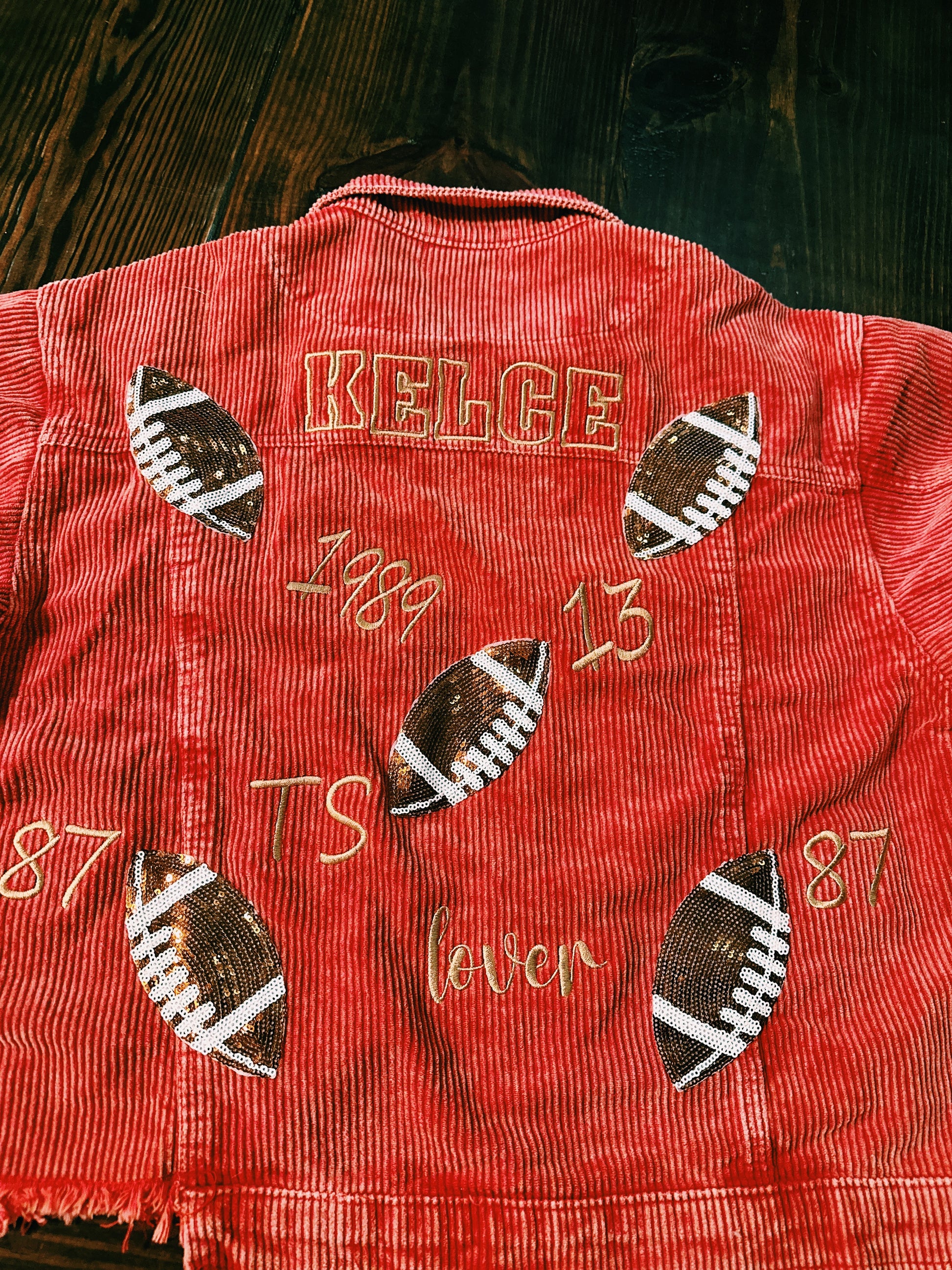 Fabulous Football Corduroy Button Up Front and Back