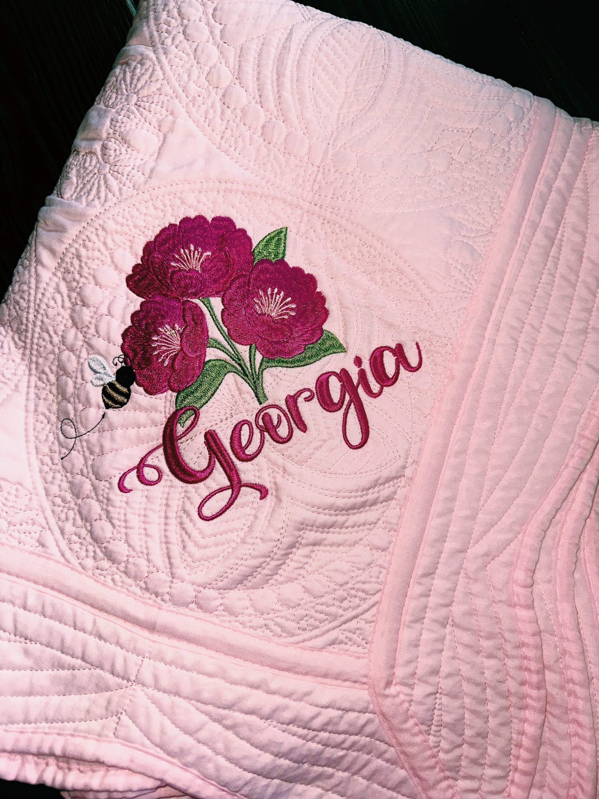 Sweet Peonies Baby Girl Quilt